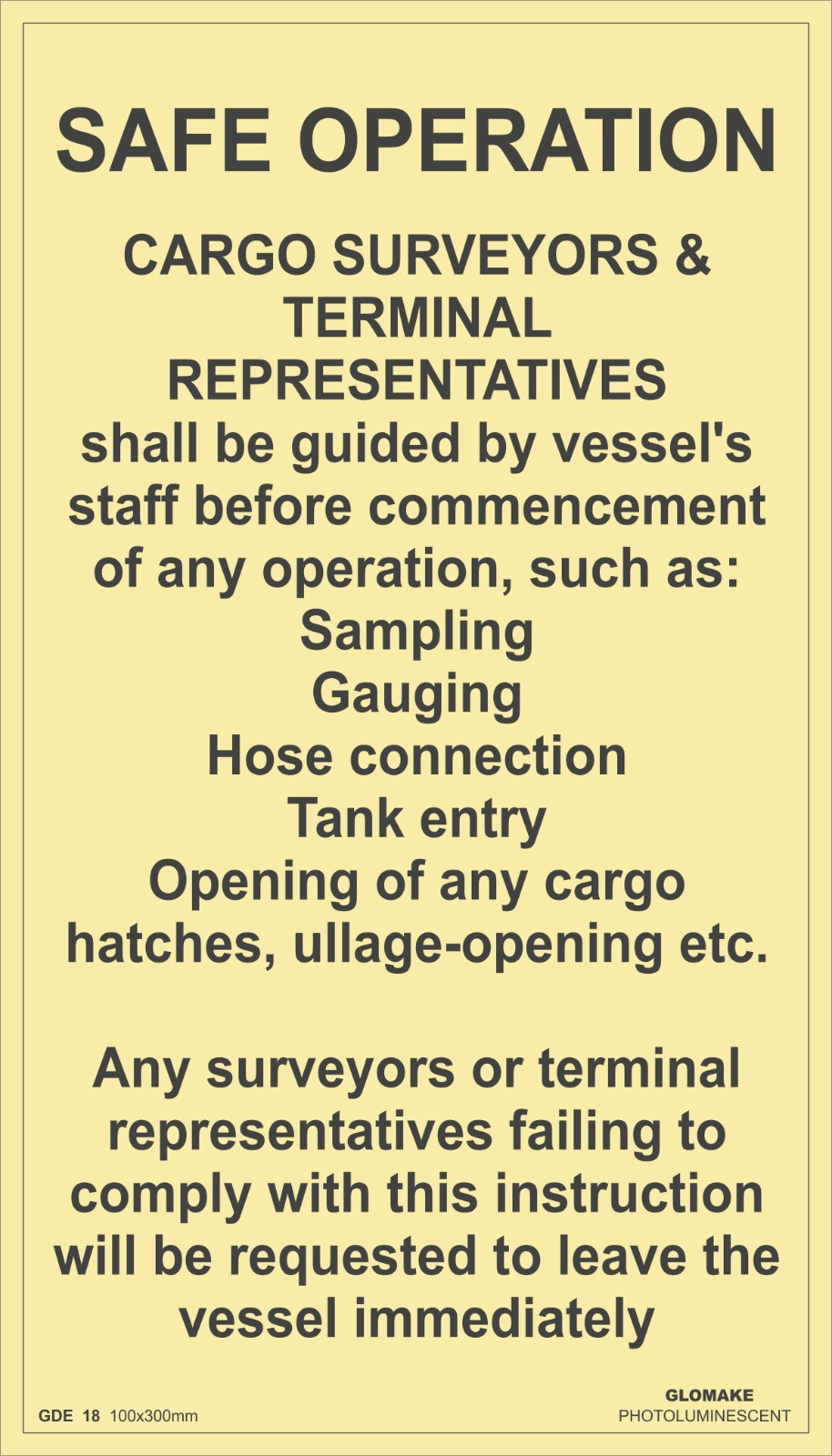 SAFE OPERATION
(GDE 18)
